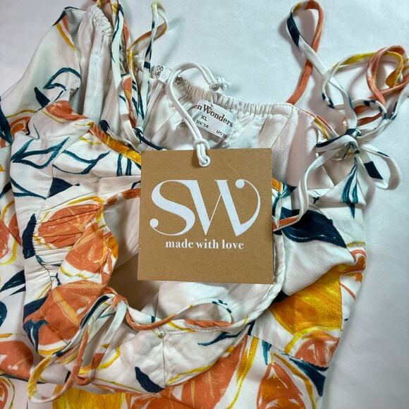 NWT Seven Wonders Citrus Print Marilla Midi Dress  Tie Strap Sundress Size XL - Picture 9 of 14